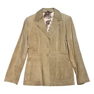 Vintage Suede Leather Jacket in Light Tan